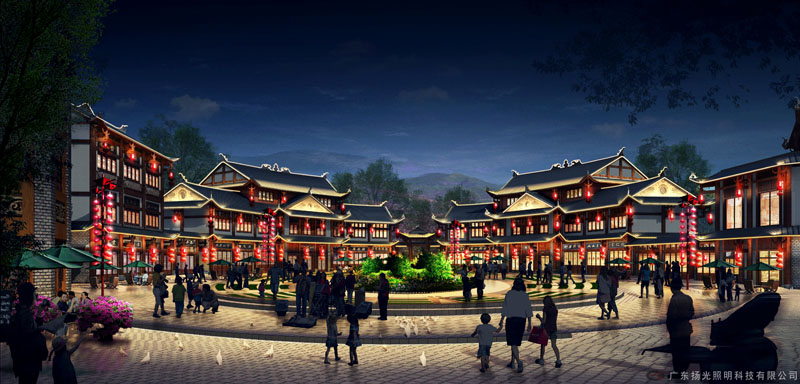 旅遊小鎮(zhèn)夜遊燈光
