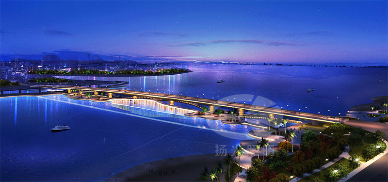 橋梁夜景燈光設計鳥瞰效果圖（tú）