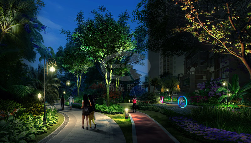小區道路夜景亮化（huà）設計效果圖