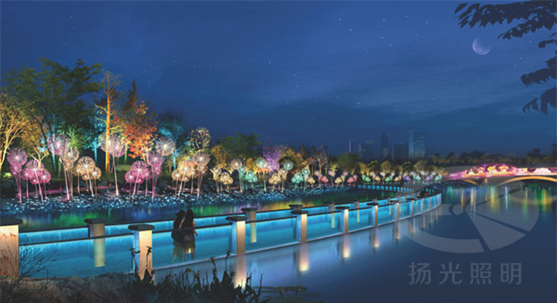 河道夜景亮化（huà）設計效果圖