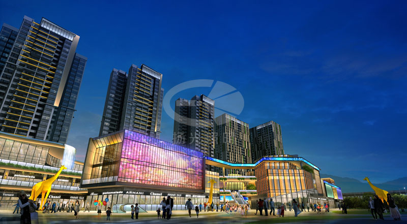 商業廣（guǎng）場夜（yè）景照明設計效果圖
